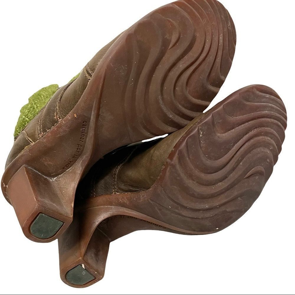EL NATURALISTA Wool Slouchy Sock Winter Leather Boots Heel Brown Green 40 - Picture 12 of 14